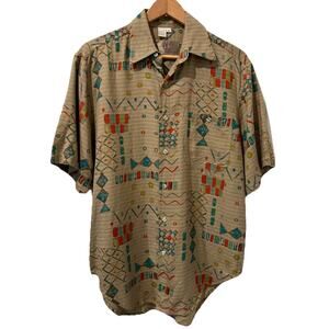 The Territory Ahead Button Up Shirt Medium 100% Silk Abstract Southwestern Mens